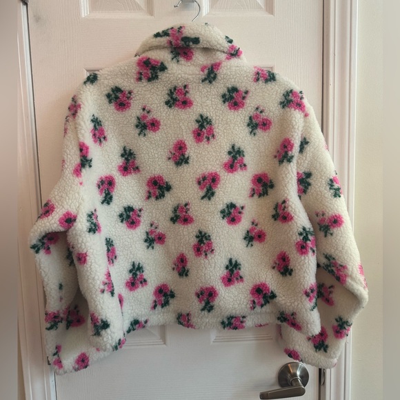 VICI Floral Cropped Sherpa Quarter Zip Pullover Size Small - Picture 4 of 6